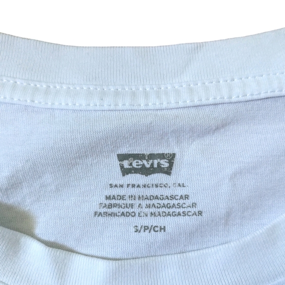 Levi's| Women Varsity Dark Blue Circle Logo White Loose T-Shirt |Size: Small - Picture 3 of 11